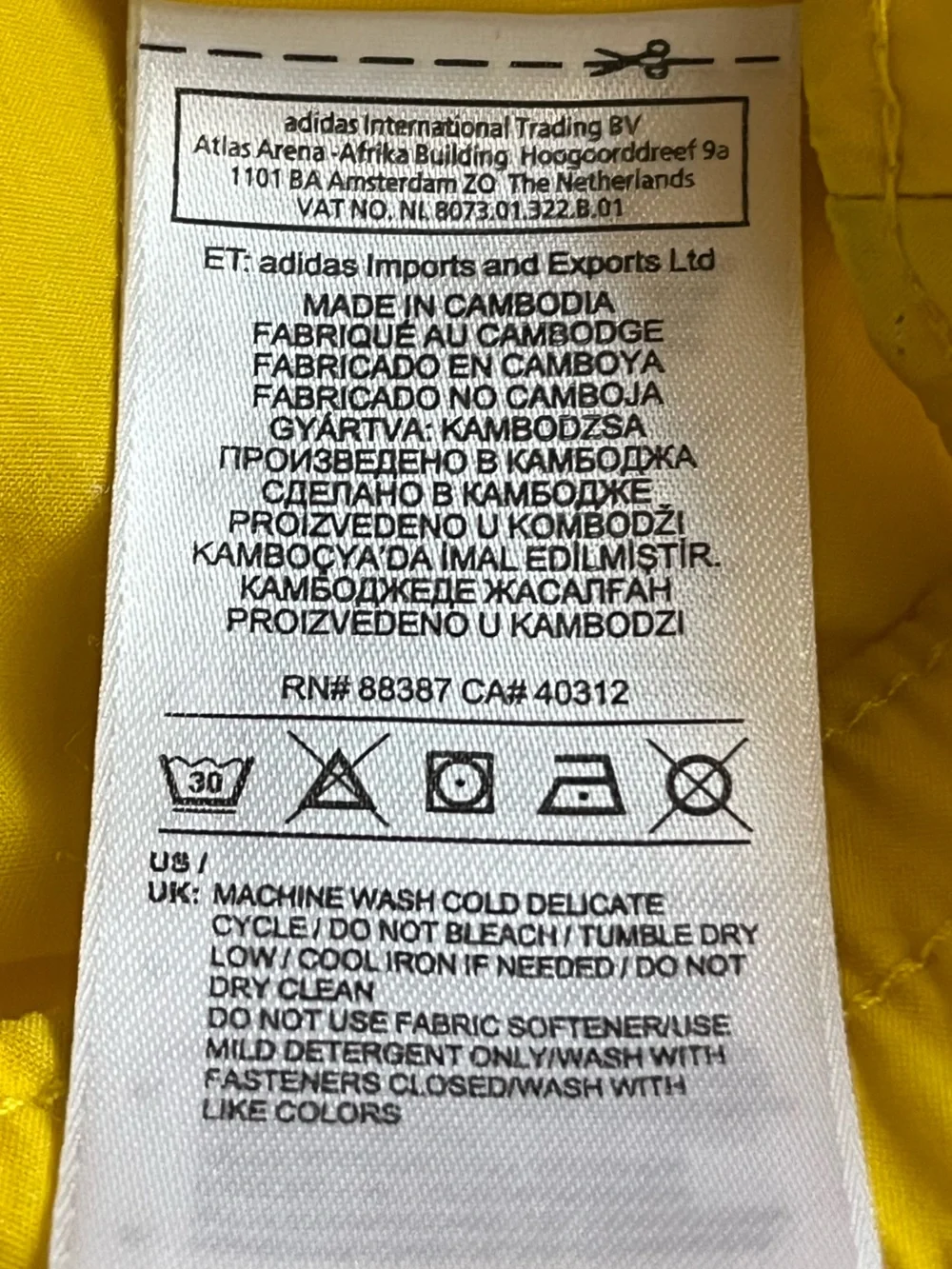 Adidas Originals Yellow Hooded Zipper Pockets Windbreaker size XL
